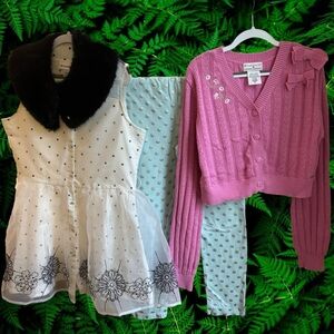 American Girl Bundle (tunic, cardigan and legging) size L (NWT and used)